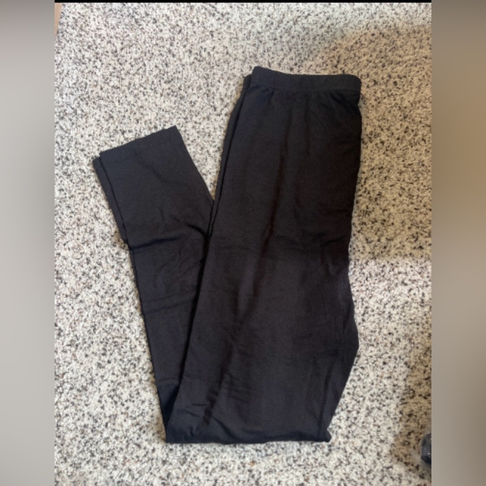 NWT MyLaLa Leggings MyLaLa Leggings Solid Black Full Elastic Band Size OS